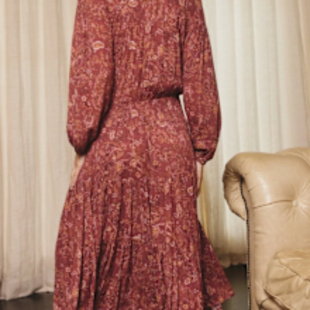Paisley Smocked Waist Tiered Dress - Picture 3 of 4